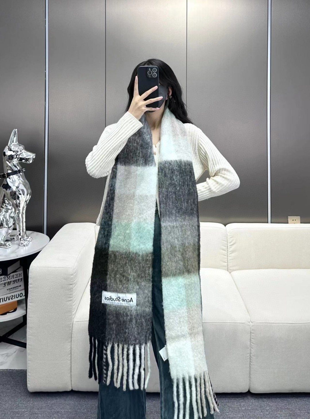 Acne Studios Scarf Splicing Nylon Wool Winter Collection