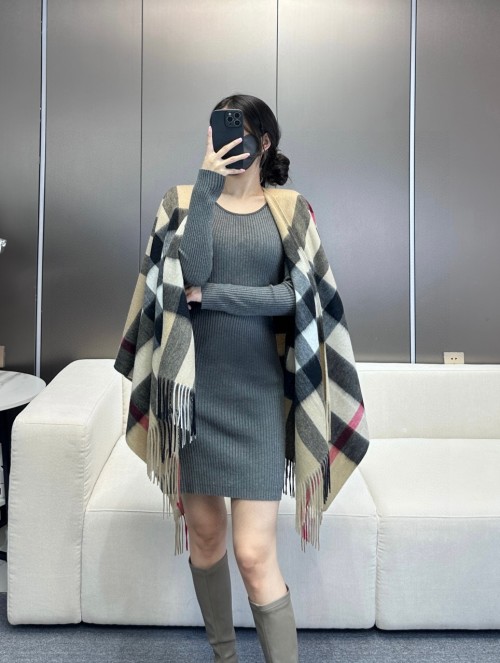 Burberry Classic Check Double-Sided Wool & Cashmere Poncho Cape Scarf 1 Burberry Classic Check Double-Sided Wool & Cashmere Poncho Cape Scarf