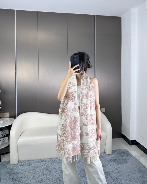 Dior Sauvage Toile de Jouy Scarf - Cashmere & Wool Blend - Navy Blue
