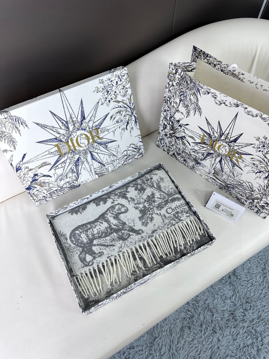 Dior Sauvage Toile de Jouy Print Scarf, Cashmere and Wool Blend 4 a1733669275059 1718
