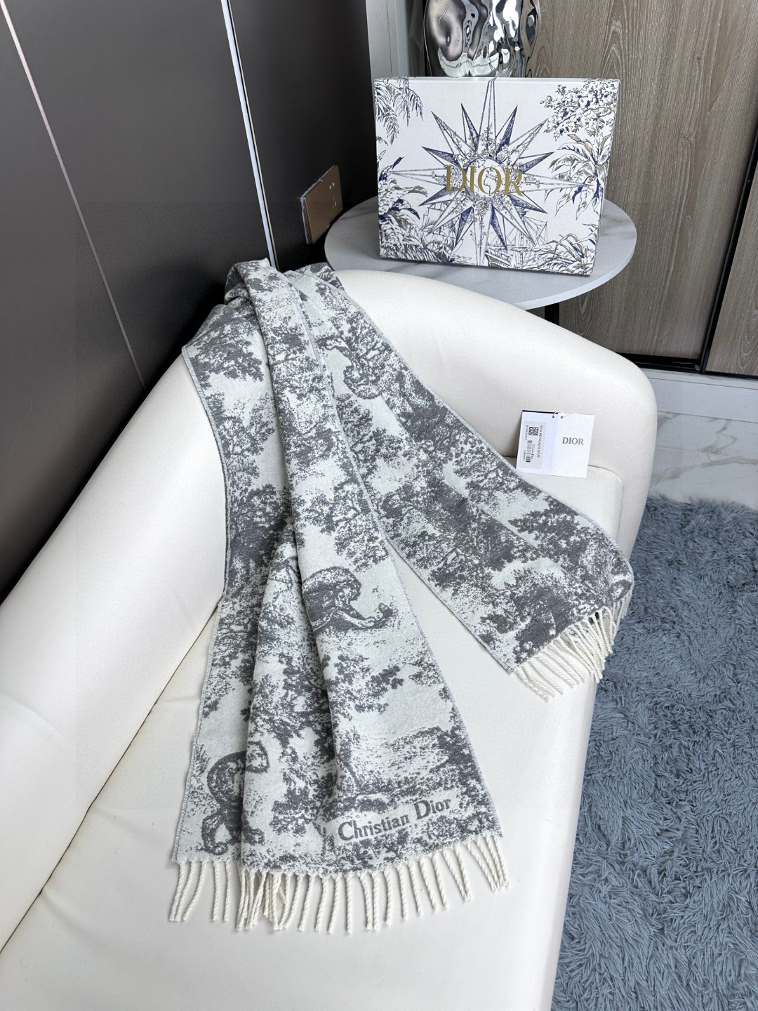 Dior Sauvage Toile de Jouy Print Scarf, Cashmere and Wool Blend 6 a1733669275064 2646