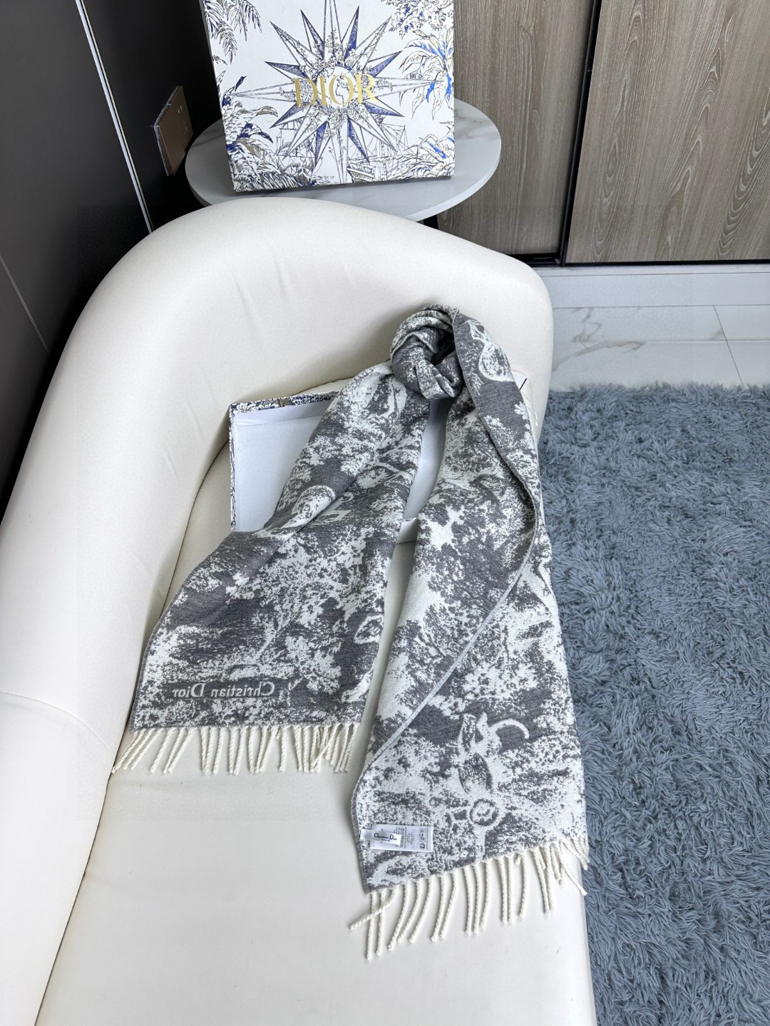 Dior Sauvage Toile de Jouy Print Scarf, Cashmere and Wool Blend 7 a1733669275067 6482