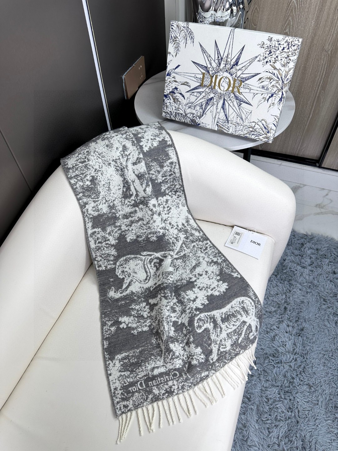 Dior Sauvage Toile de Jouy Print Scarf, Cashmere and Wool Blend 8 a1733669276859 4501