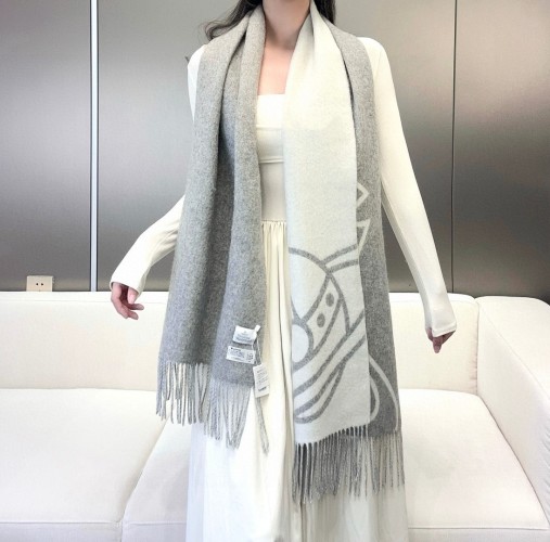 Vivienne Westwood Wool Blend Scarf with Saturn Logo, 200*50cm, Soft Touch 4 Vivienne Westwood Wool Blend Scarf with Saturn Logo, 200*50cm, Soft Touch