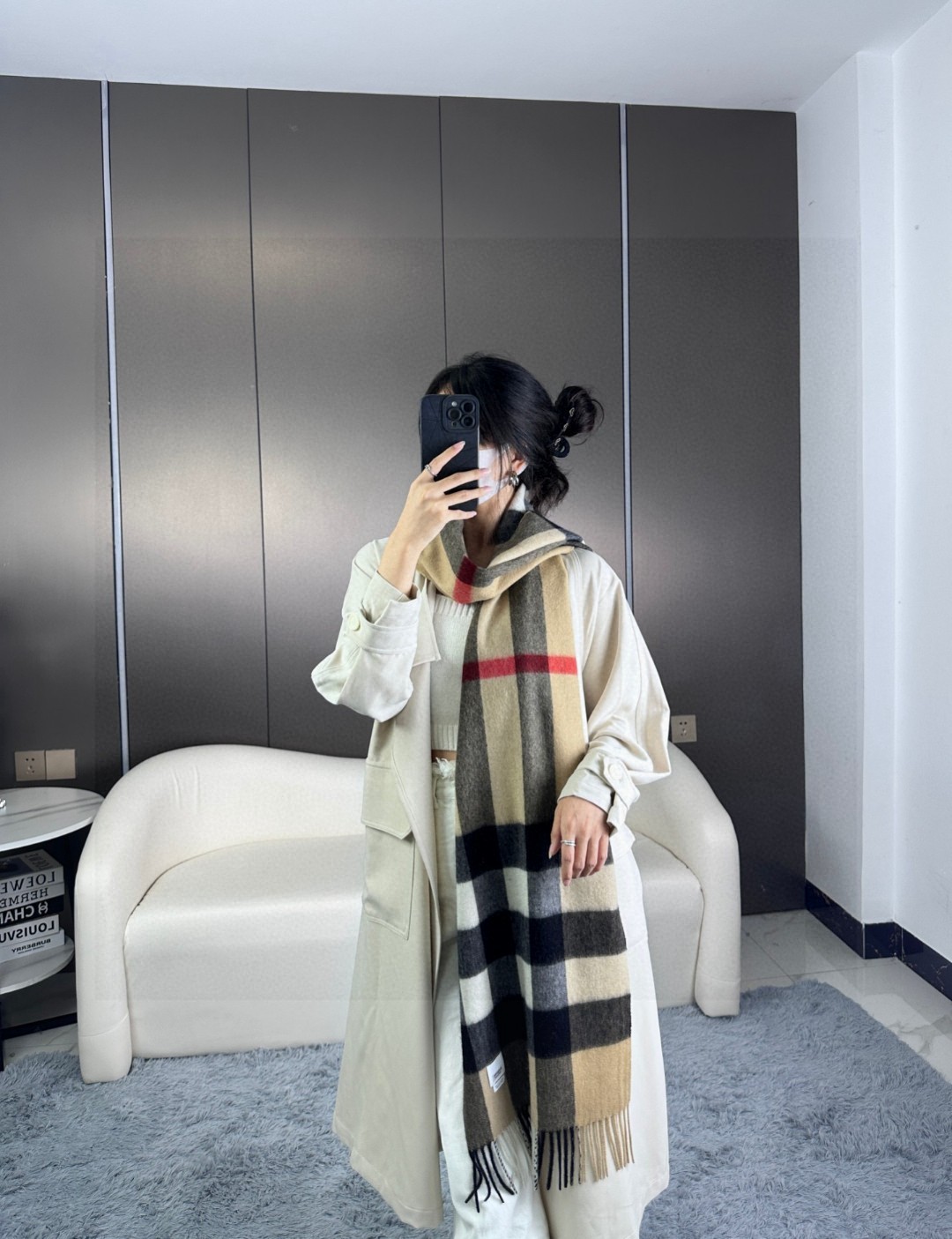 王牌口碑burberry深度经典羊绒格子围巾‼️专柜最新品相,目前专柜都换上了新标👍经典中的经典.全