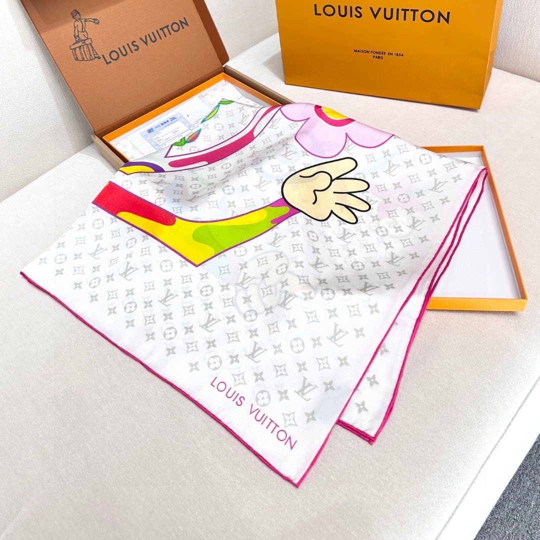 16姆米单面 LV x TM SUPERFLAT 90 方巾
【18mm顶级真丝双面同色丝巾
L