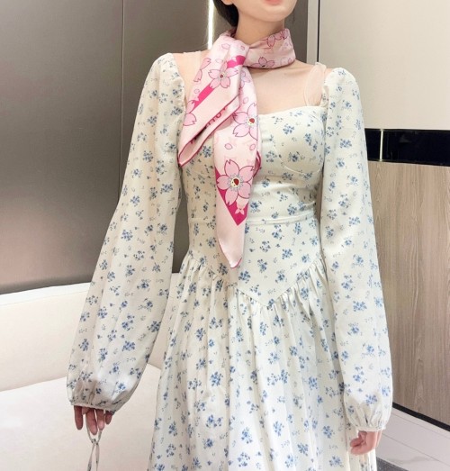 Louis Vuitton Cherry Blossom Silk Square Scarf - Limited Edition 1 Louis Vuitton Cherry Blossom Silk Square Scarf - Limited Edition