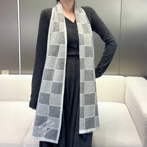 Louis Vuitton 2024 Checkered Wool-Cashmere Blend Scarf, 30 x 180 cm 1 Louis Vuitton 2024 Checkered Wool-Cashmere Blend Scarf, 30 x 180 cm