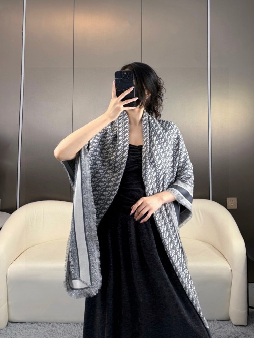Dior Oblique Shawl Wool and Silk Blend Large Square Scarf 1 Dior Oblique Shawl Wool and Silk Blend Large Square Scarf