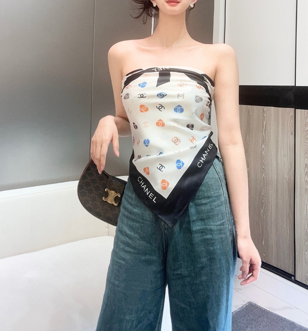  ✨✨CHAMEL【小香蝴蝶结90】真丝方巾‼️抢‼️VIP推荐  ‼️👍下手一定要快【高端  大爱❤️