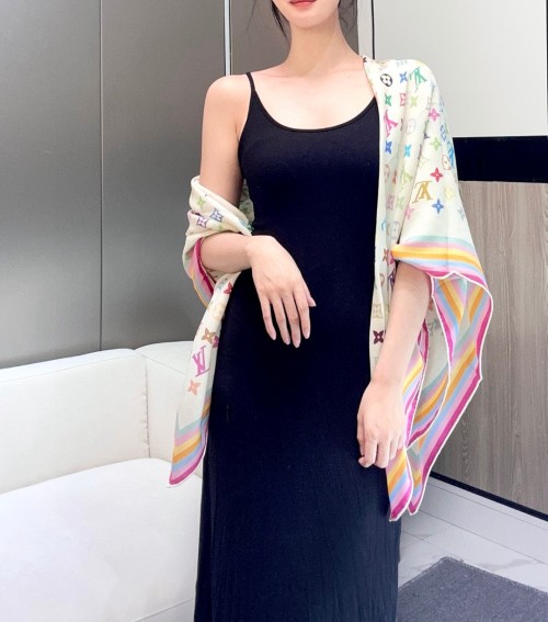 Louis Vuitton x Takashi Murakami Monogram Multicolor Shawl - Silk & Wool Blend 1 Louis Vuitton x Takashi Murakami Monogram Multicolor Shawl - Silk & Wool Blend
