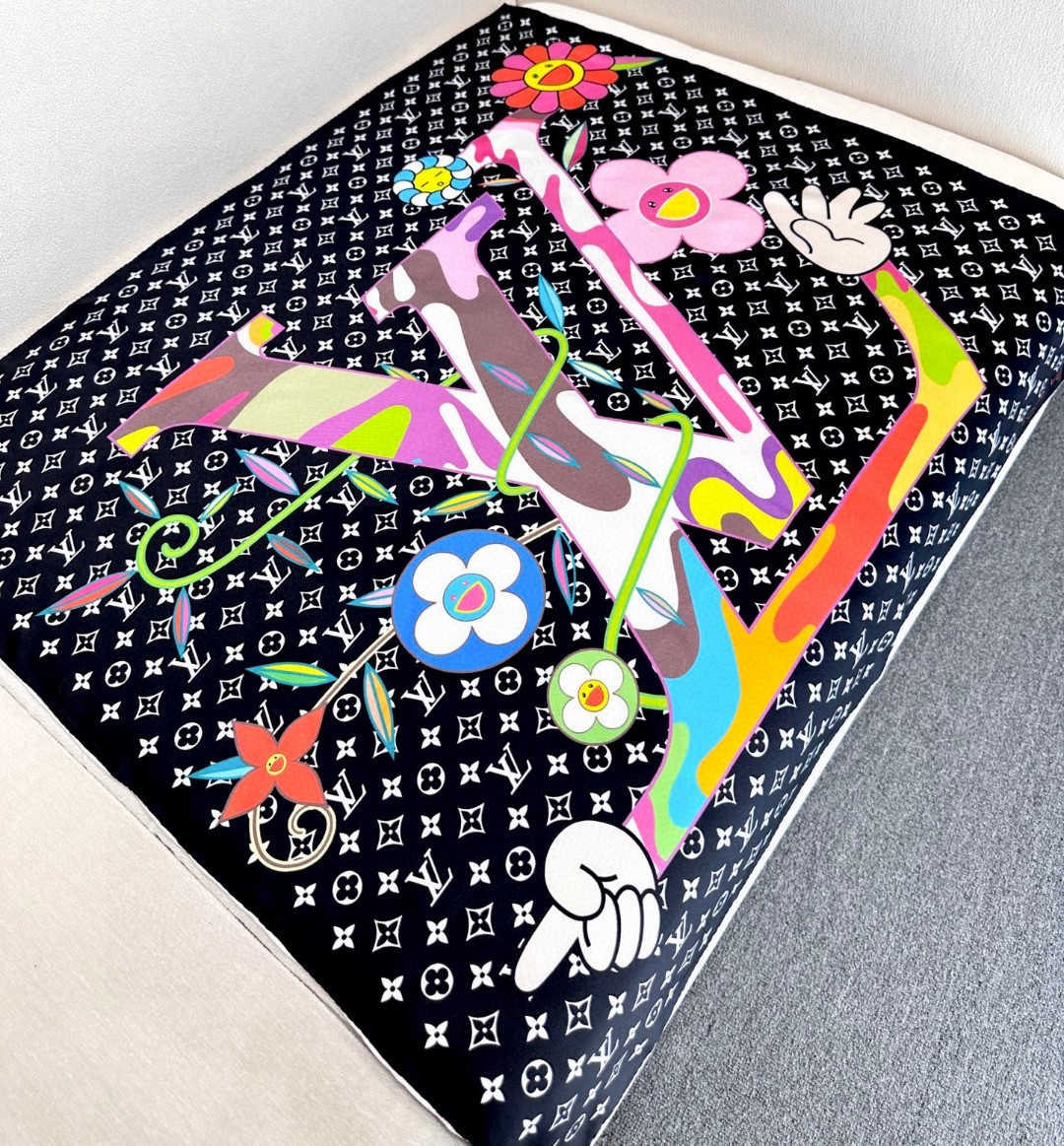   LV x TM SUPERFLAT 90 方巾
【18mm顶级真丝双面同色丝巾
LV x TM Mo