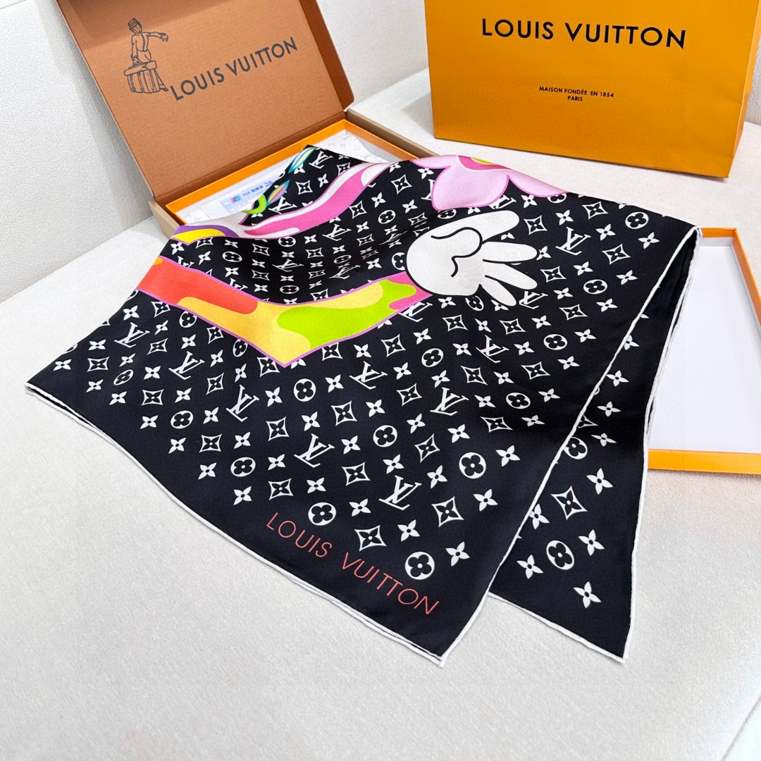   LV x TM SUPERFLAT 90 方巾
【18mm顶级真丝双面同色丝巾
LV x TM Mo