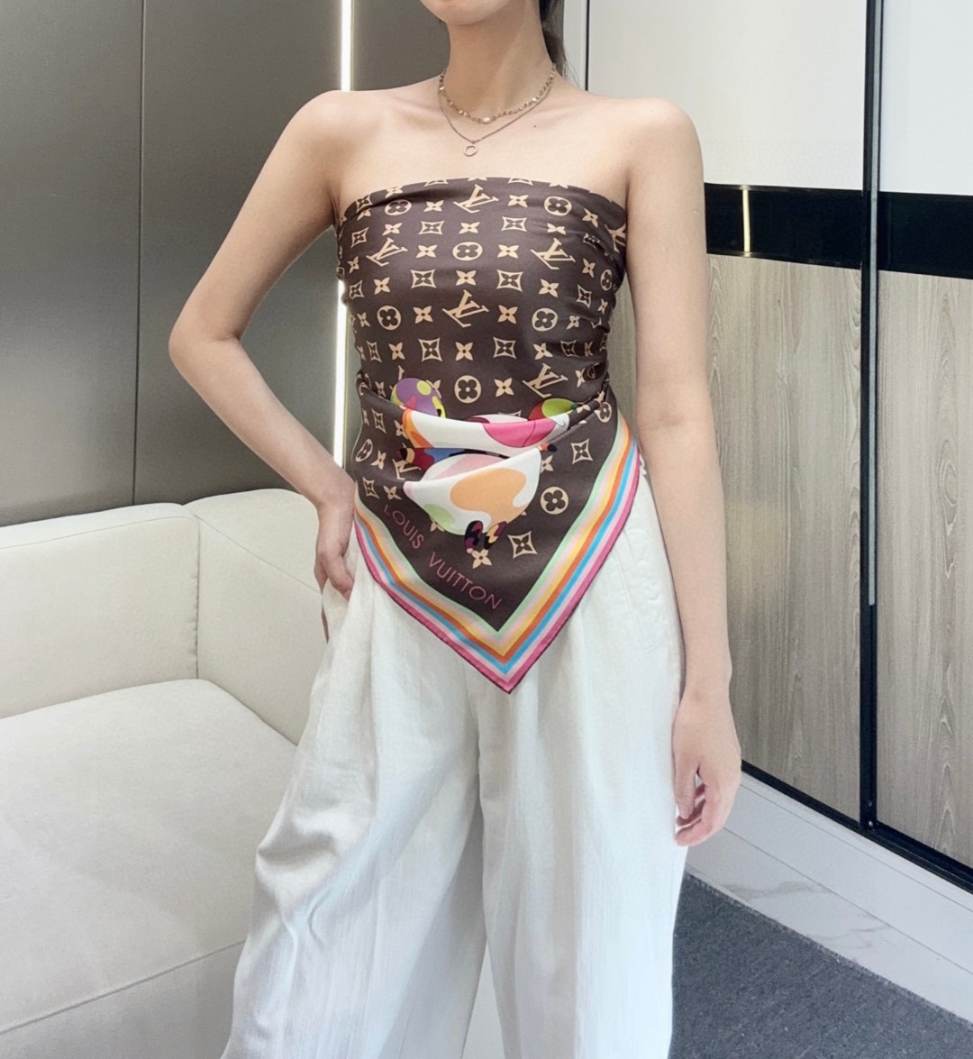 LV x TM SUPERFLAT 90 方巾【18mm顶级真丝双面同色丝巾】桑蚕丝方巾出自路易威登 x