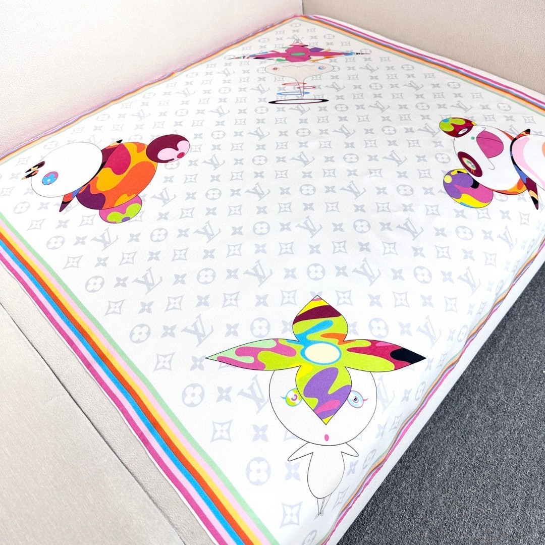 LV x TM SUPERFLAT 90 方巾【18mm顶级真丝双面同色丝巾】桑蚕丝方巾出自路易威登 x