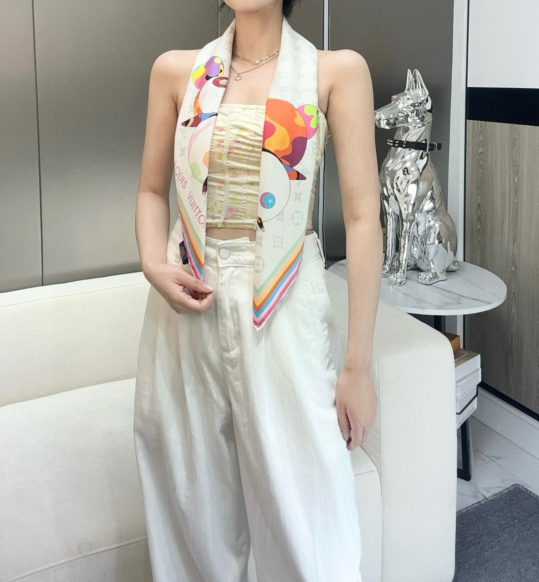 LV x TM SUPERFLAT 90 方巾【18mm顶级真丝双面同色丝巾】桑蚕丝方巾出自路易威登 x