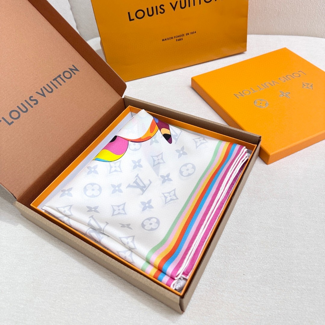 LV x TM SUPERFLAT 90 方巾【18mm顶级真丝双面同色丝巾】桑蚕丝方巾出自路易威登 x