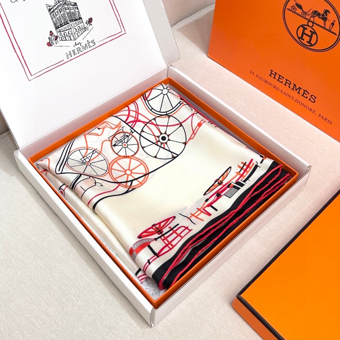 𝐇𝐞𝐫𝐦𝐞𝐬 • 𝟐𝟒𝐍𝐞𝐰 《马术的错综交叠》100%真丝方巾 90x90cm年度旗舰！H，今年最热门