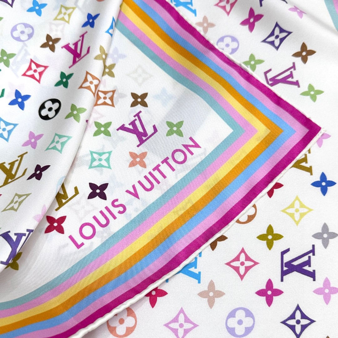 16姆米单面 18姆米双面 LV x TM 90 方巾【18mm顶级真丝双面同色丝巾】LV x TM M