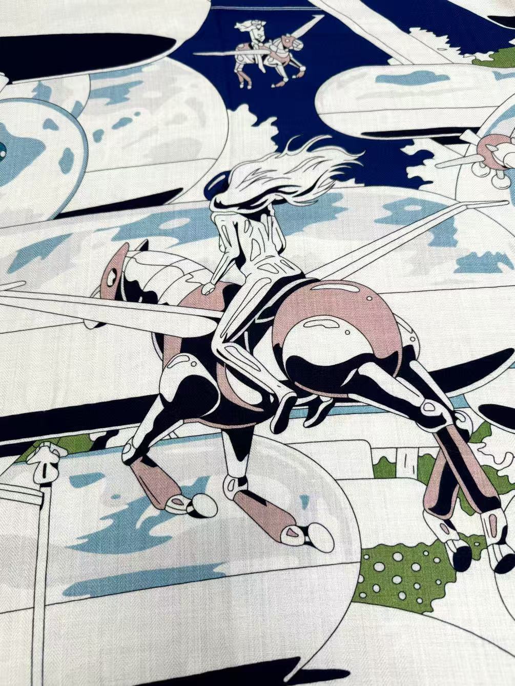 Hermes 140cm Cashmere Silk Scarf - Surreal Hub Design 6 a1752412910315 6755