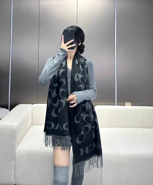 Coach Signature Wool-Cashmere Scarf, 77" x 21", Stylish Winter Warm Shawl 1 Coach Signature Wool-Cashmere Scarf, 77" x 21", Stylish Winter Warm Shawl