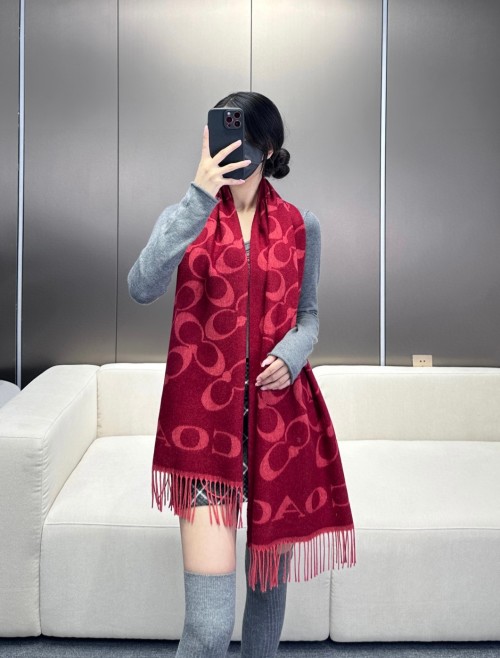 Coach Signature Wool & Cashmere Scarf, 195x53cm, Reversible Colors, Soft & Warm 1 Coach Signature Wool & Cashmere Scarf, 195x53cm, Reversible Colors, Soft & Warm
