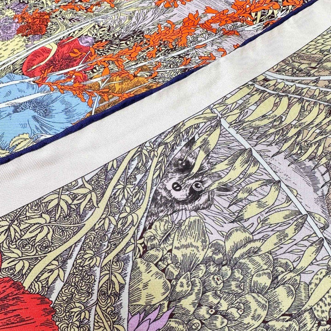 。重磅推荐的爱马仕丝巾《回归自然》90方巾18mm顶级真丝 双面同色印花方巾Retour a la Na