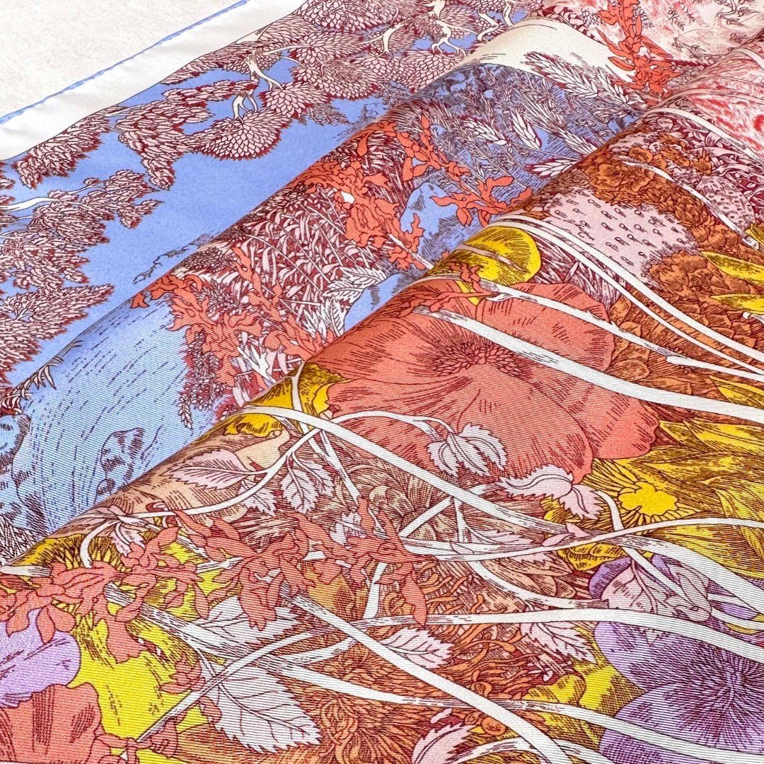 。重磅推荐的爱马仕丝巾《回归自然》90方巾18mm顶级真丝 双面同色印花方巾Retour a la Na