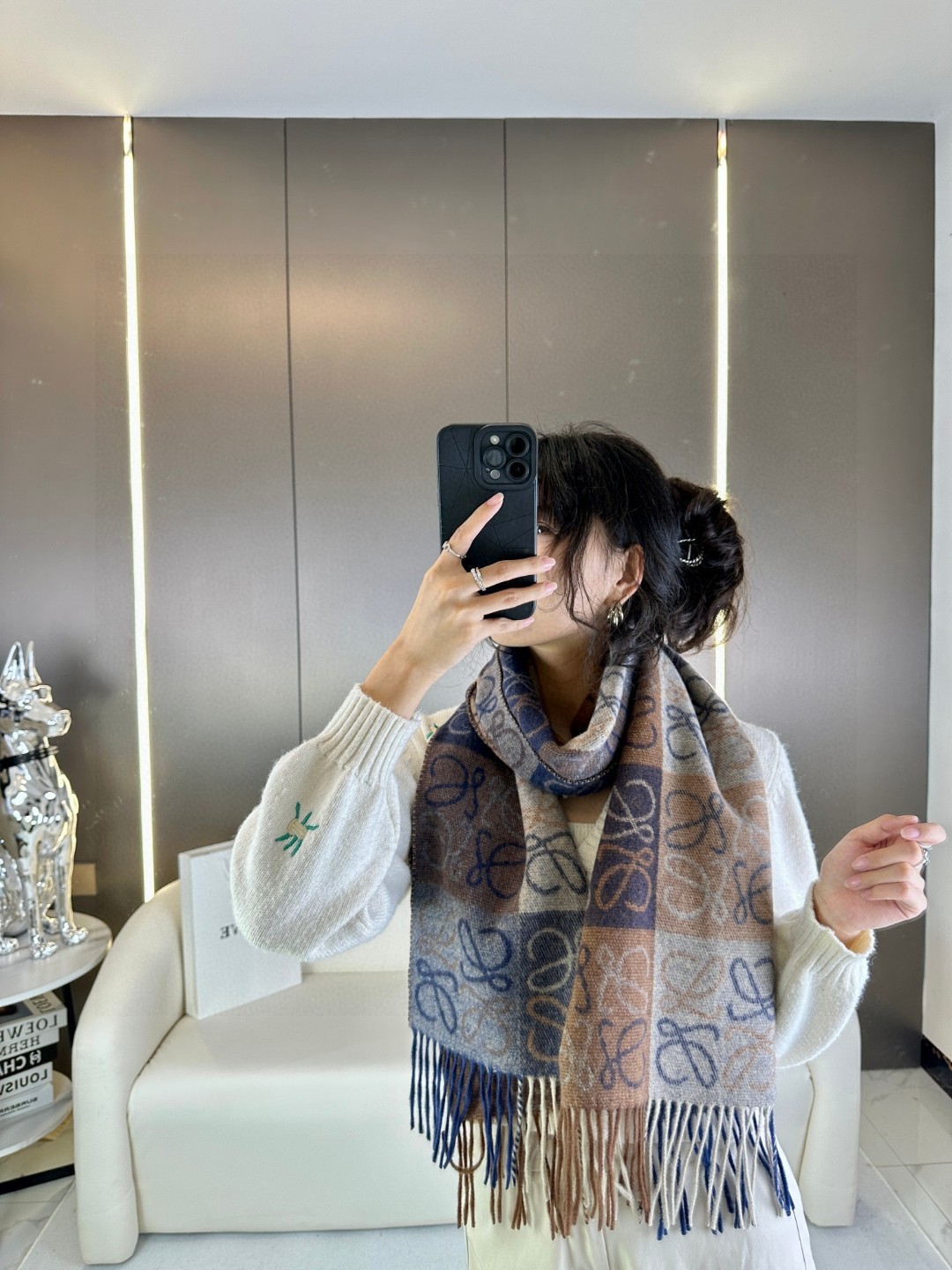 价优版本品名: 新双色棋盘格面料:羊毛➕羊绒尺寸:40*180(不含须)颜色: 绿色全新升级色纺织造 色