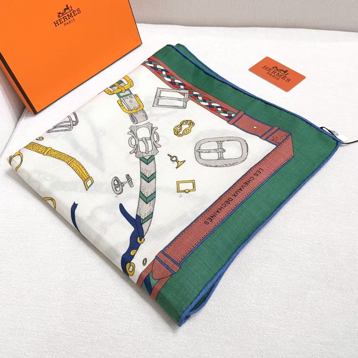 2025年专柜同步 最新款Hermes【双面同色】【跃动的马儿 140】‼️顶级丝羊绒工艺超值‼️爱马仕