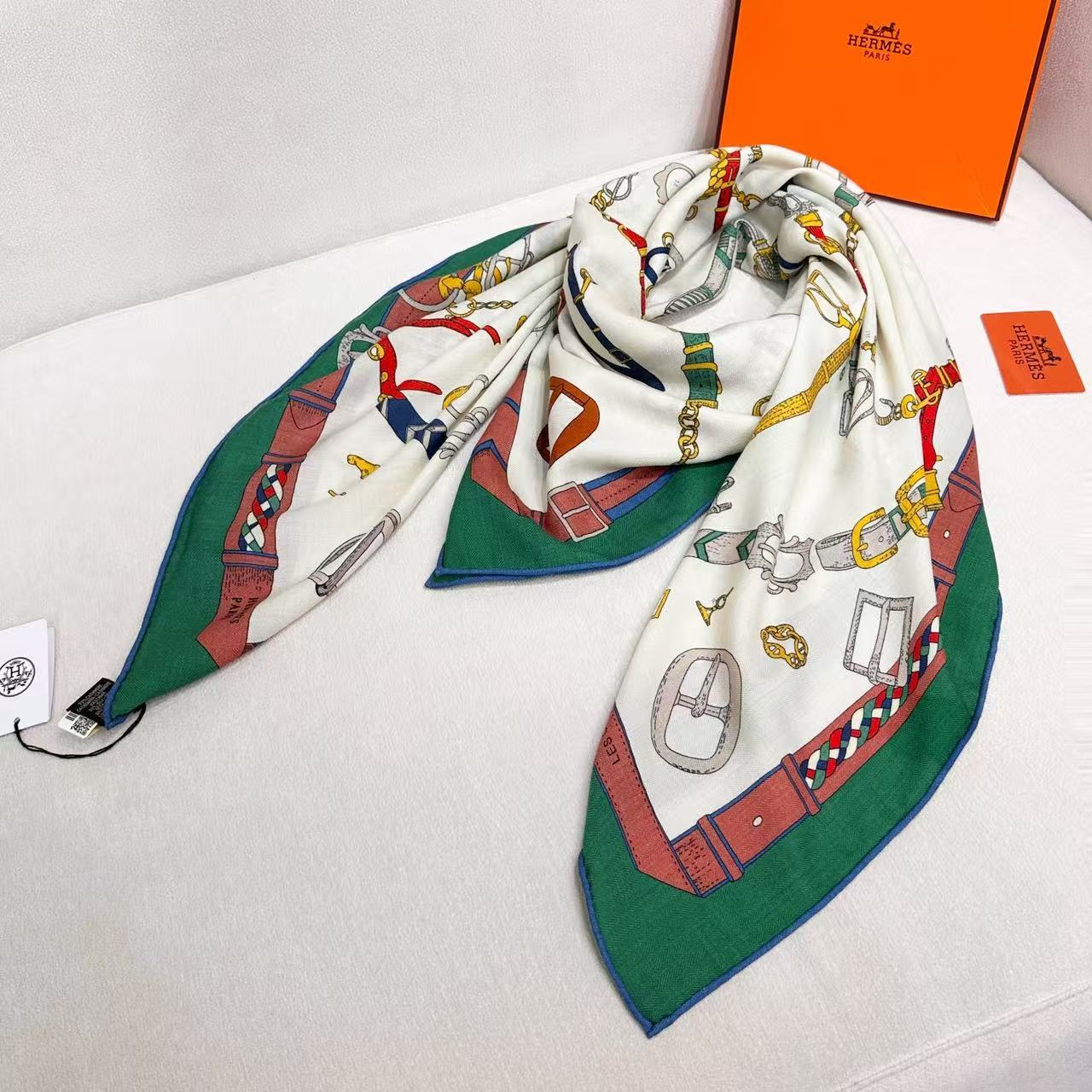 2025年专柜同步 最新款Hermes【双面同色】【跃动的马儿 140】‼️顶级丝羊绒工艺超值‼️爱马仕