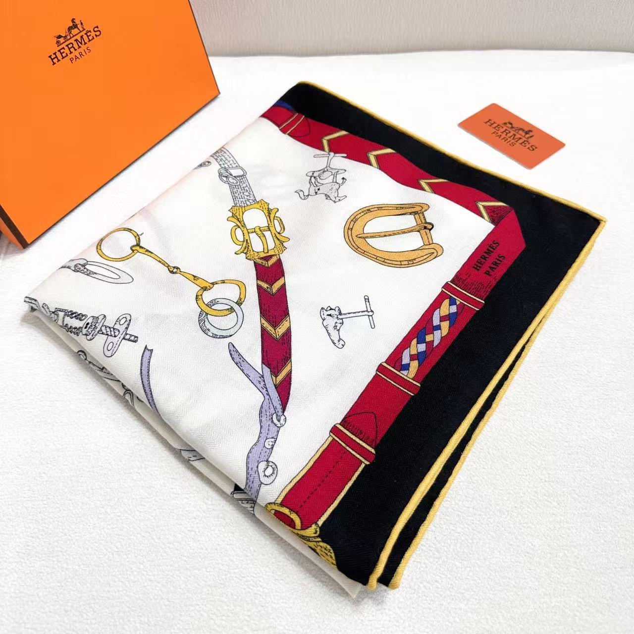 2025年专柜同步 最新款Hermes【双面同色】【跃动的马儿 140】‼️顶级丝羊绒工艺超值‼️爱马仕
