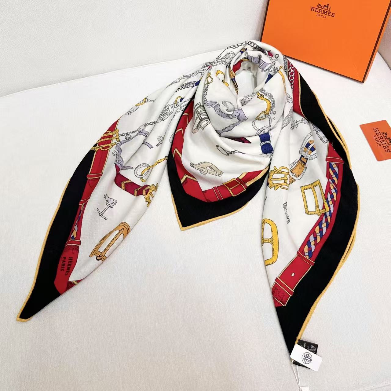 2025年专柜同步 最新款Hermes【双面同色】【跃动的马儿 140】‼️顶级丝羊绒工艺超值‼️爱马仕