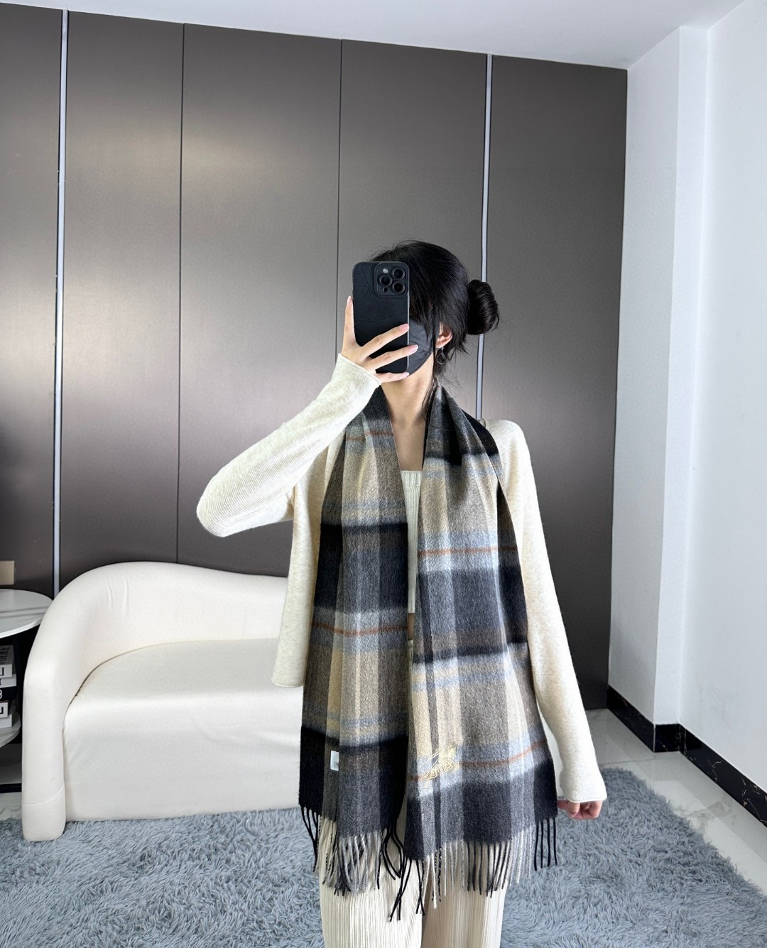 【帅气绅士有型No.1✓❗️】▪️怒赞推荐‼️高端男士款~超级无敌软糯的深度水波纹男士纯羊绒围巾！设计真