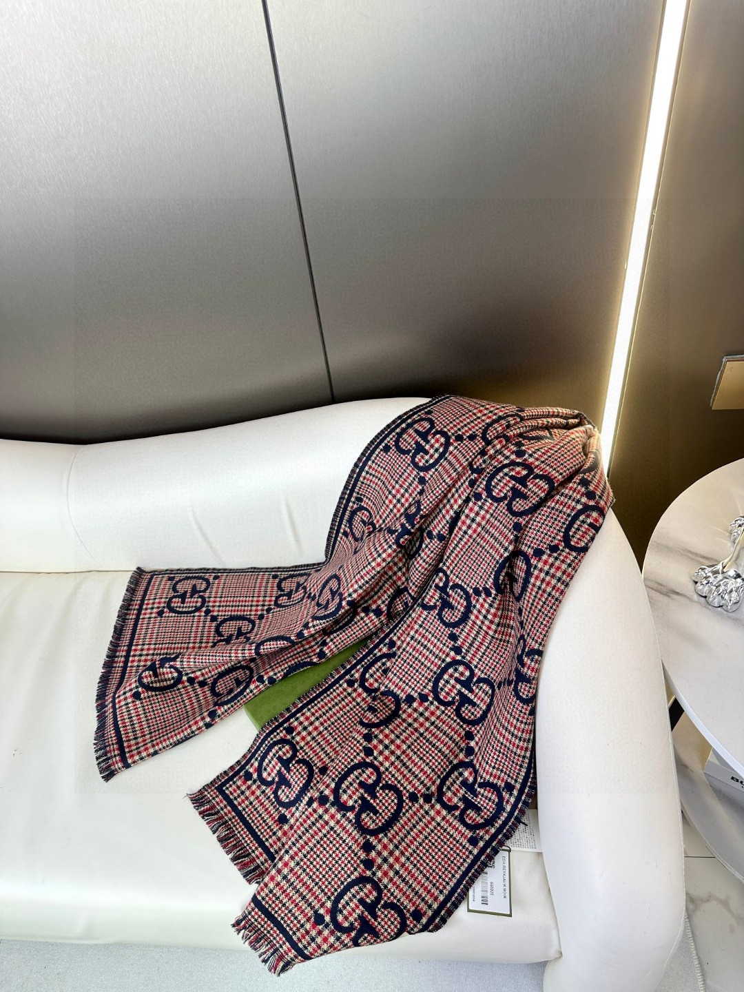 高版本！GG图案中的经典王‼️渠道原单正品♥️ 稀有的原标齐全！官网同款货号，配有流苏饰边的精致双面提花