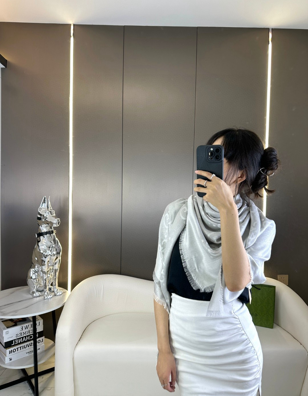 💕G家【GG金线提花披肩140】方巾，璀璨至极，女神必备的，实物真的美得太闪耀了，品质极好‼️款式经典，