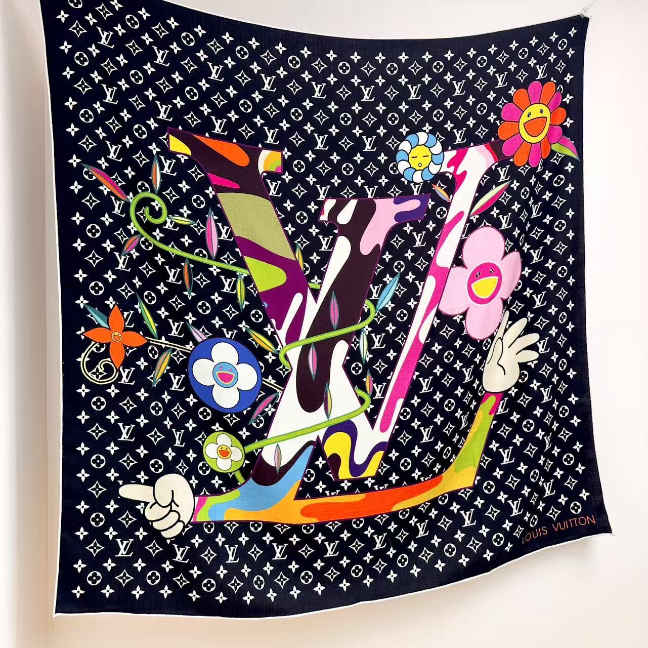 LV x TM SUPERFLAT方巾【顶级丝绒双面同色方巾】LV x TM Monogram SuPe