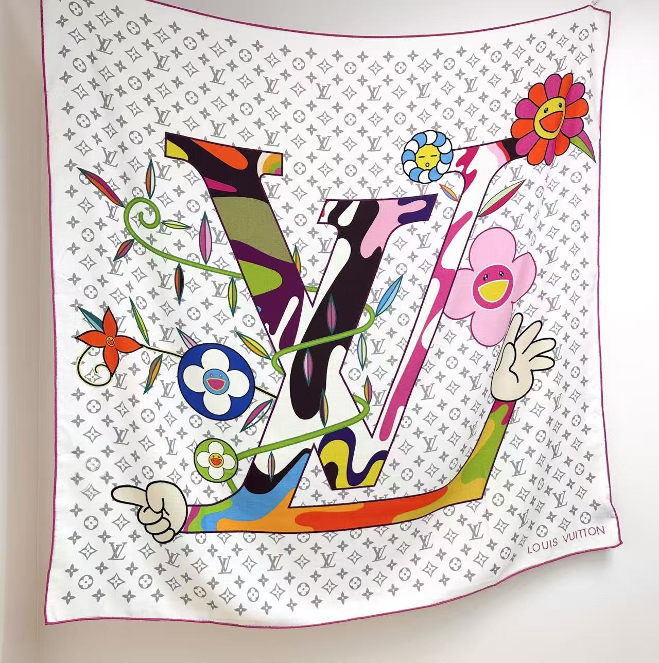 LV x TM SUPERFLAT方巾【顶级丝绒双面同色方巾】LV x TM Monogram SuPe