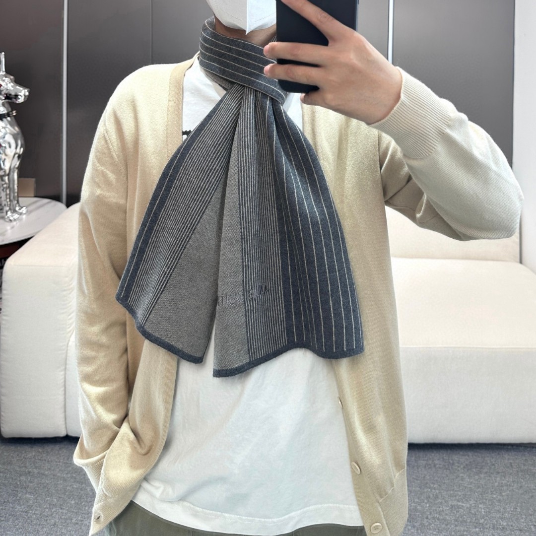 新款到！2025年Lv爆款上新 高端男士围巾👍【经典格纹提花】独家牛货🐂 具有超高羊绒品质才会被此品牌青