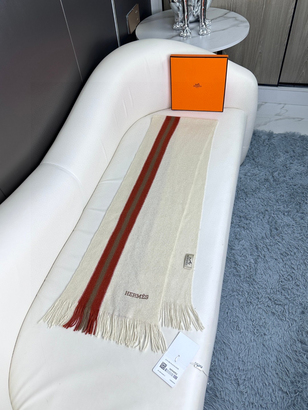 上新！2023年男女同款，百分百纯羊绒 Hermes（爱马仕）同步专柜，高端羊绒针织围巾！】可正式，可随