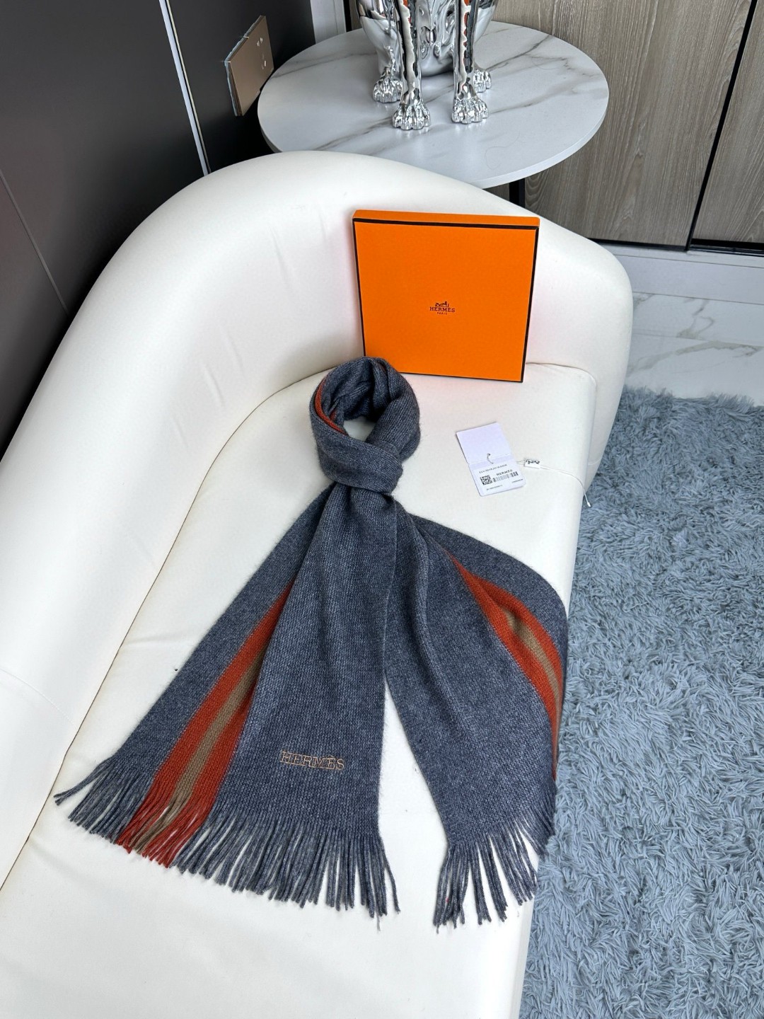 上新！2023年男女同款，百分百纯羊绒 Hermes（爱马仕）同步专柜，高端羊绒针织围巾！】可正式，可随