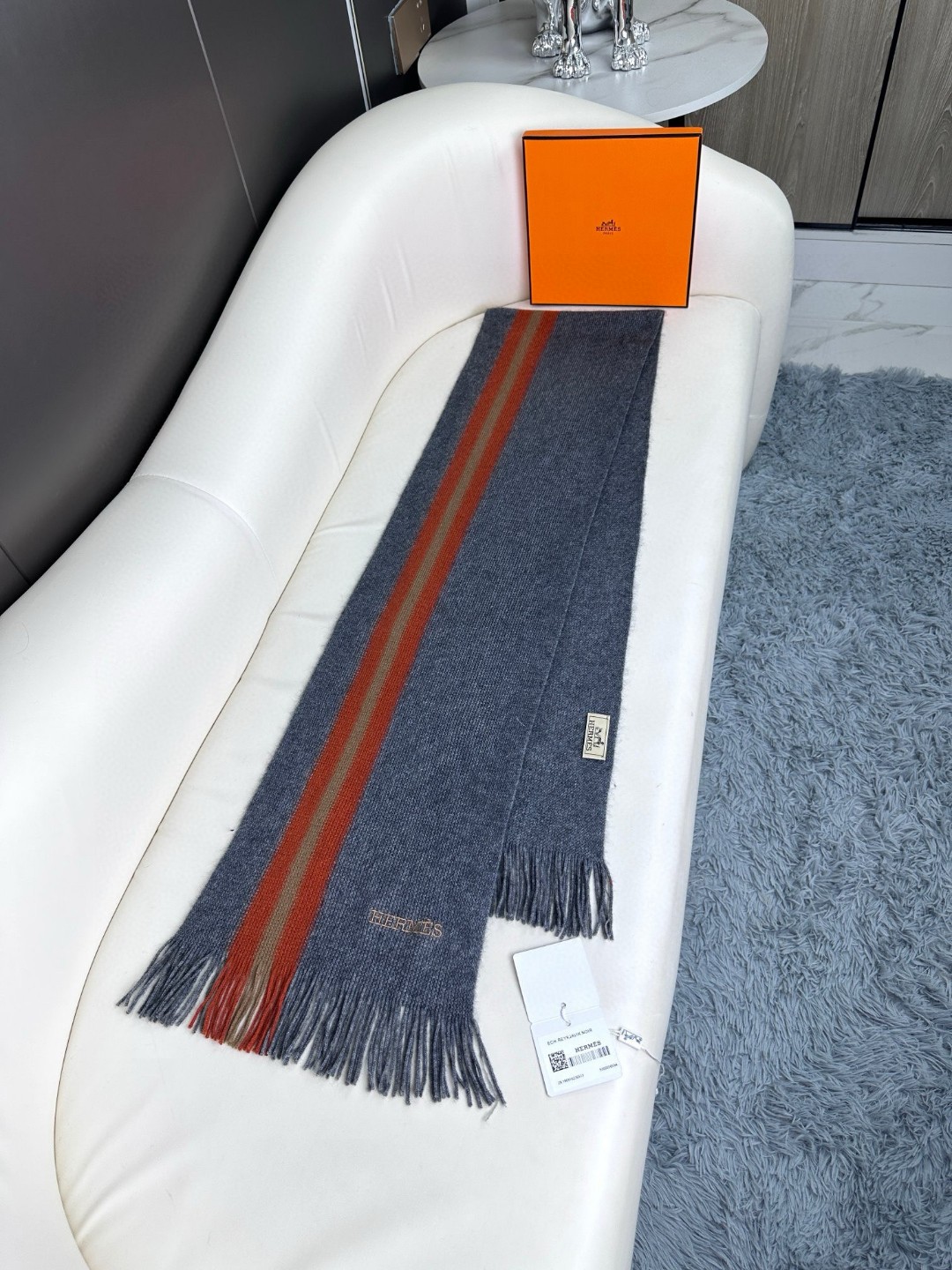 上新！2023年男女同款，百分百纯羊绒 Hermes（爱马仕）同步专柜，高端羊绒针织围巾！】可正式，可随