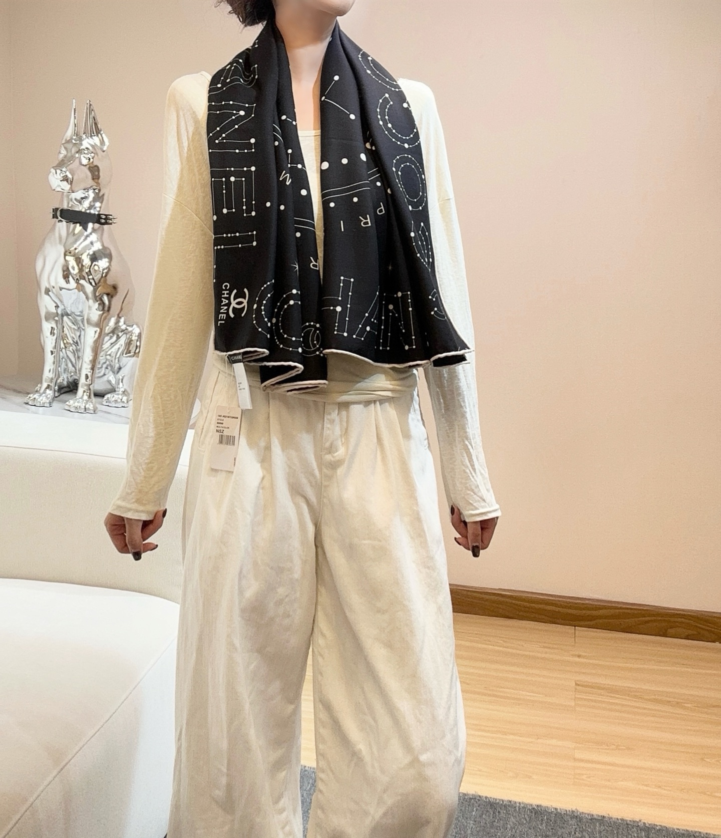 Chanel ~25秋冬新品～【十二星座系列】【140双面丝毛披肩】手工卷边丝毛方巾（30%桑蚕丝70%