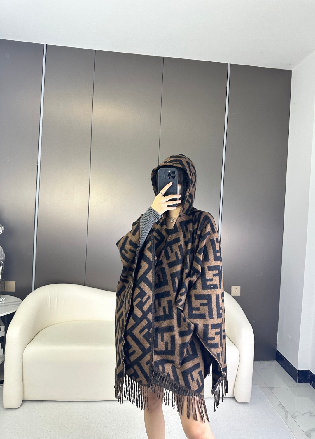 Fendi Haute Couture Silk Twill Scarf Shawl Ref.0B32CEF4 2