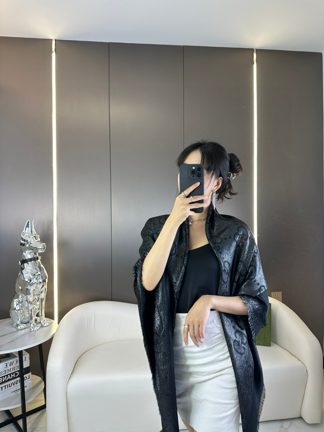 💕G家【GG金线提花披肩140】方巾，璀璨至极，女神必备的，实物真的美得太闪耀了，品质极好‼️款式经典，