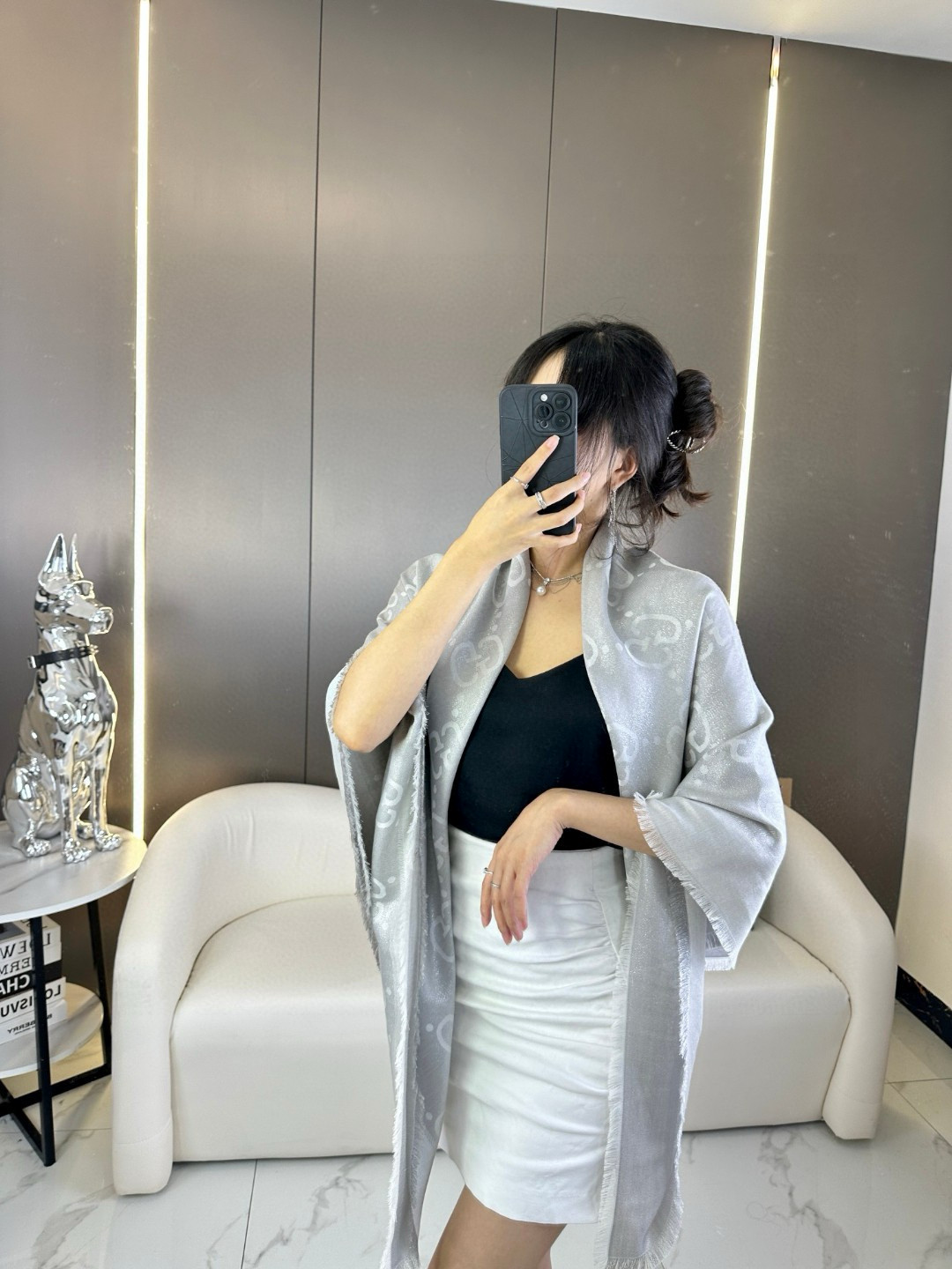 💕G家【GG金线提花披肩140】方巾，璀璨至极，女神必备的，实物真的美得太闪耀了，品质极好‼️款式经典，