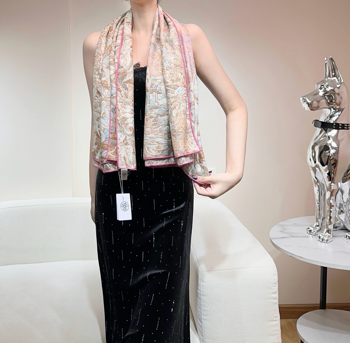 【双面同色 丝毛款】羊绒新款 买了都说好看‼️推荐💕【巴勒莫植物园 140】羊绒方巾‼️H家ZG爆款🎁💟