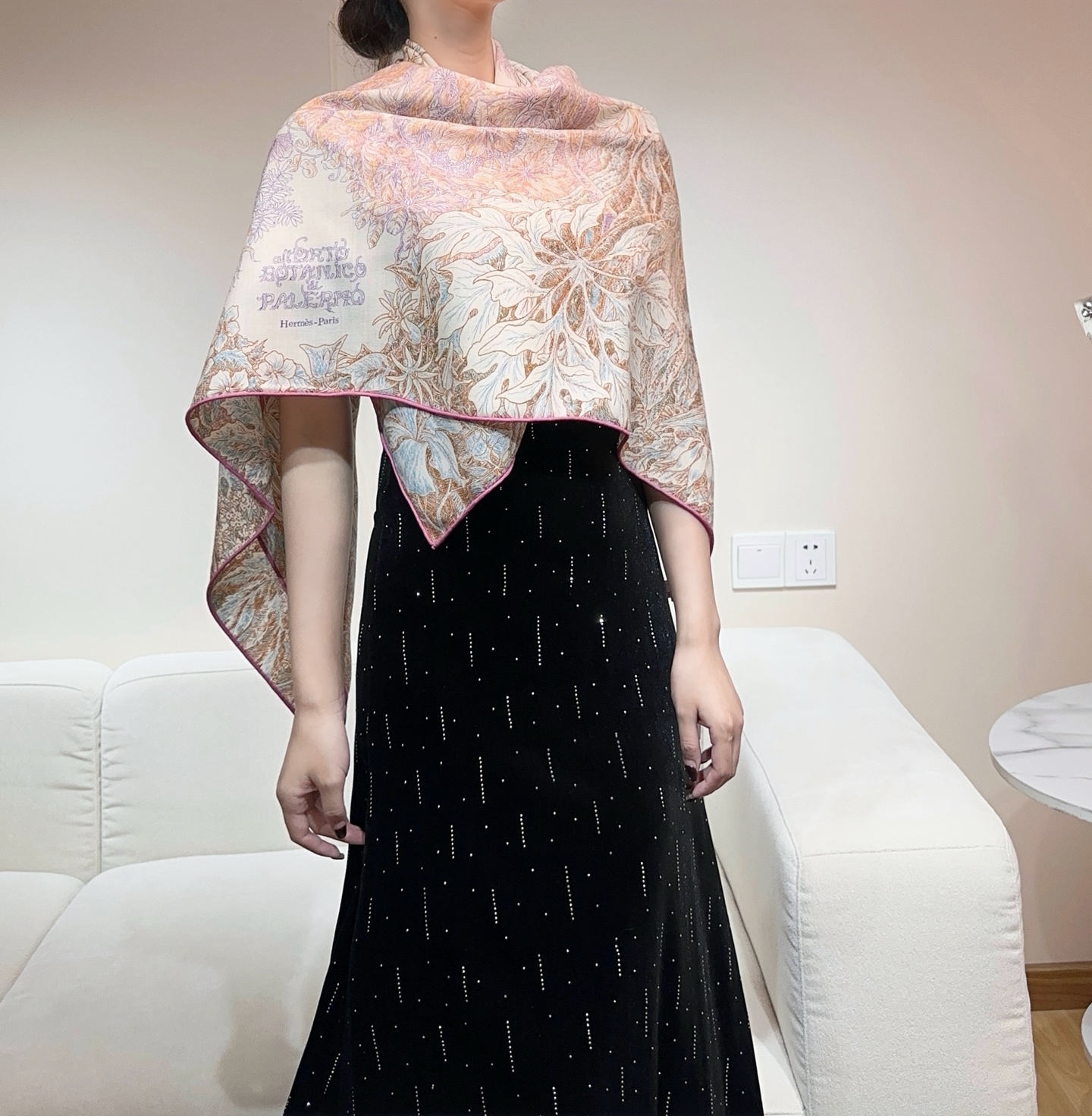 【双面同色 丝毛款】羊绒新款 买了都说好看‼️推荐💕【巴勒莫植物园 140】羊绒方巾‼️H家ZG爆款🎁💟