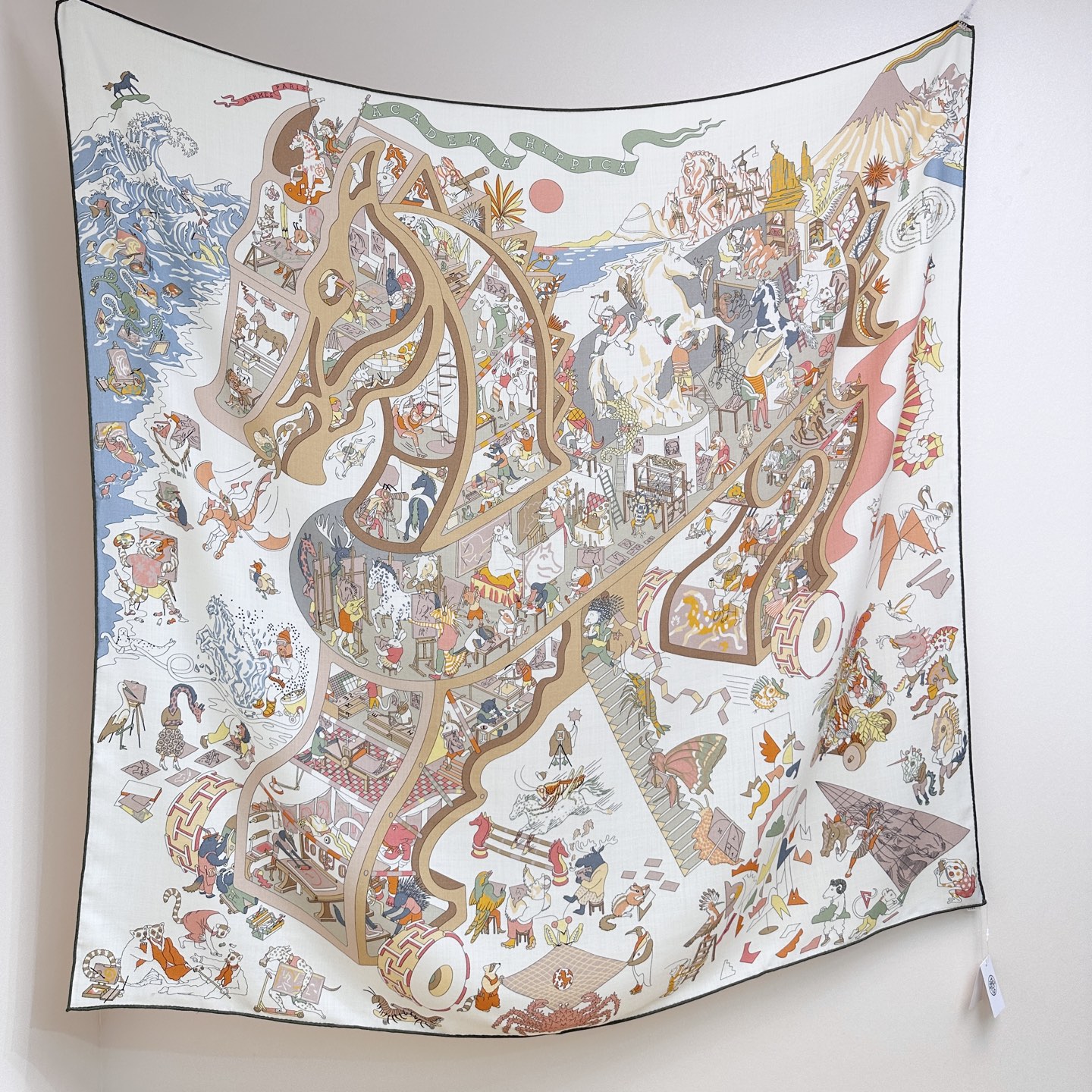 “马术学院”140双面同色丝毛披肩～Hermes 手工卷边丝毛方巾（30%桑蚕丝70%羊毛）这款爱马仕的