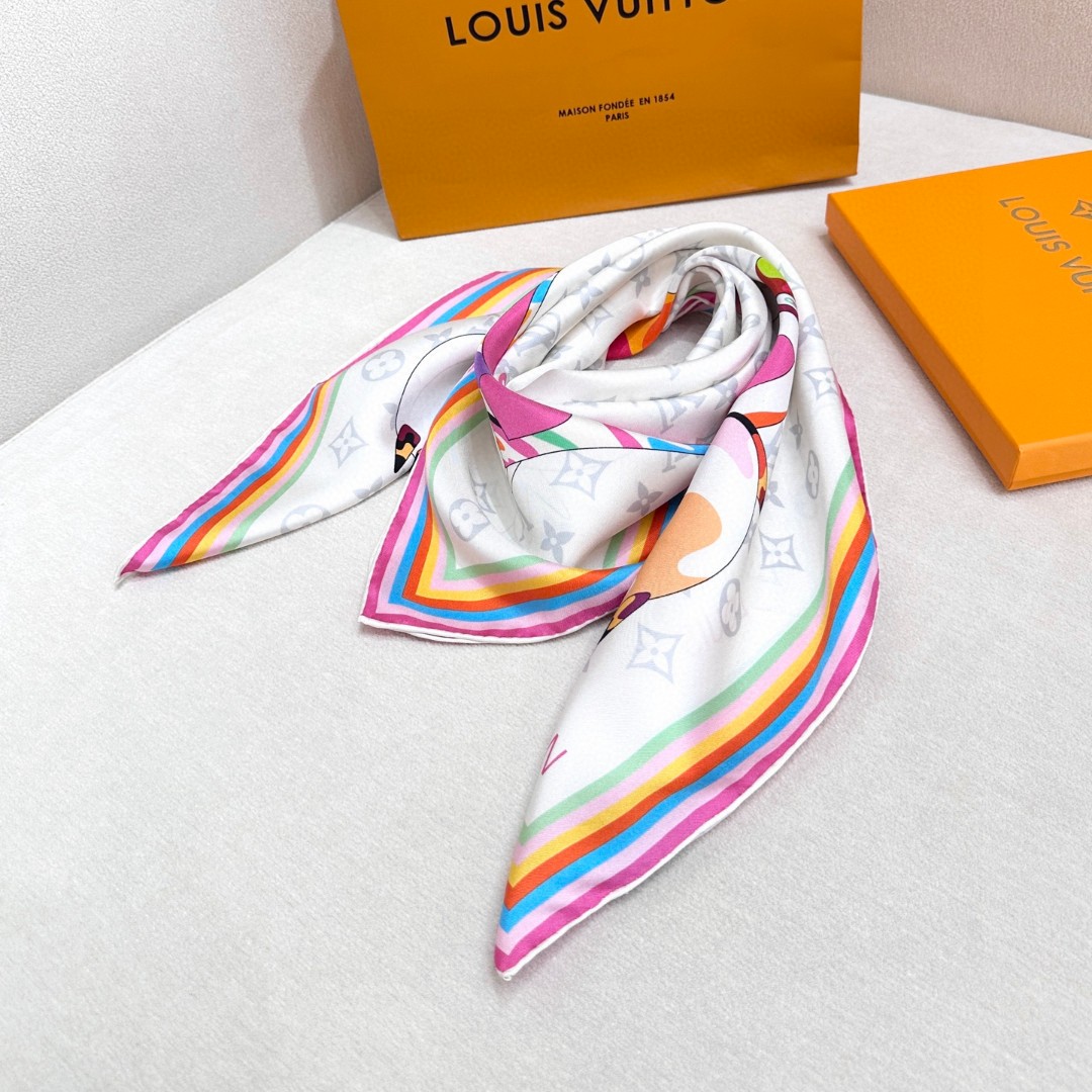 LV x TM SUPERFLAT 90 方巾 【18mm顶级真丝双面同色丝巾】 桑蚕丝方巾出自路易威登 x 村上隆合作